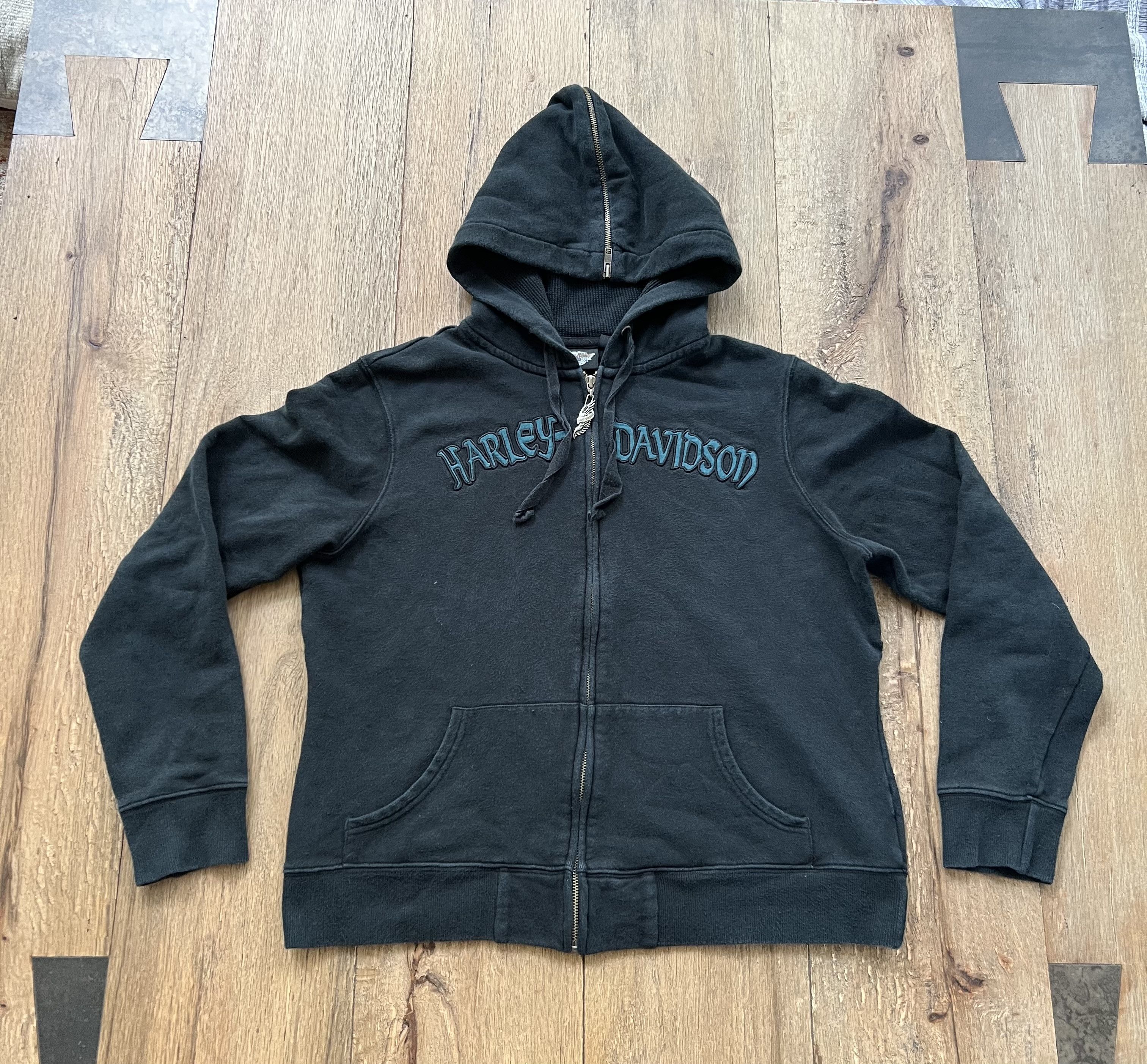 Harley Davidson Y2K Pendent Zip-Up Hoodie Sz XL