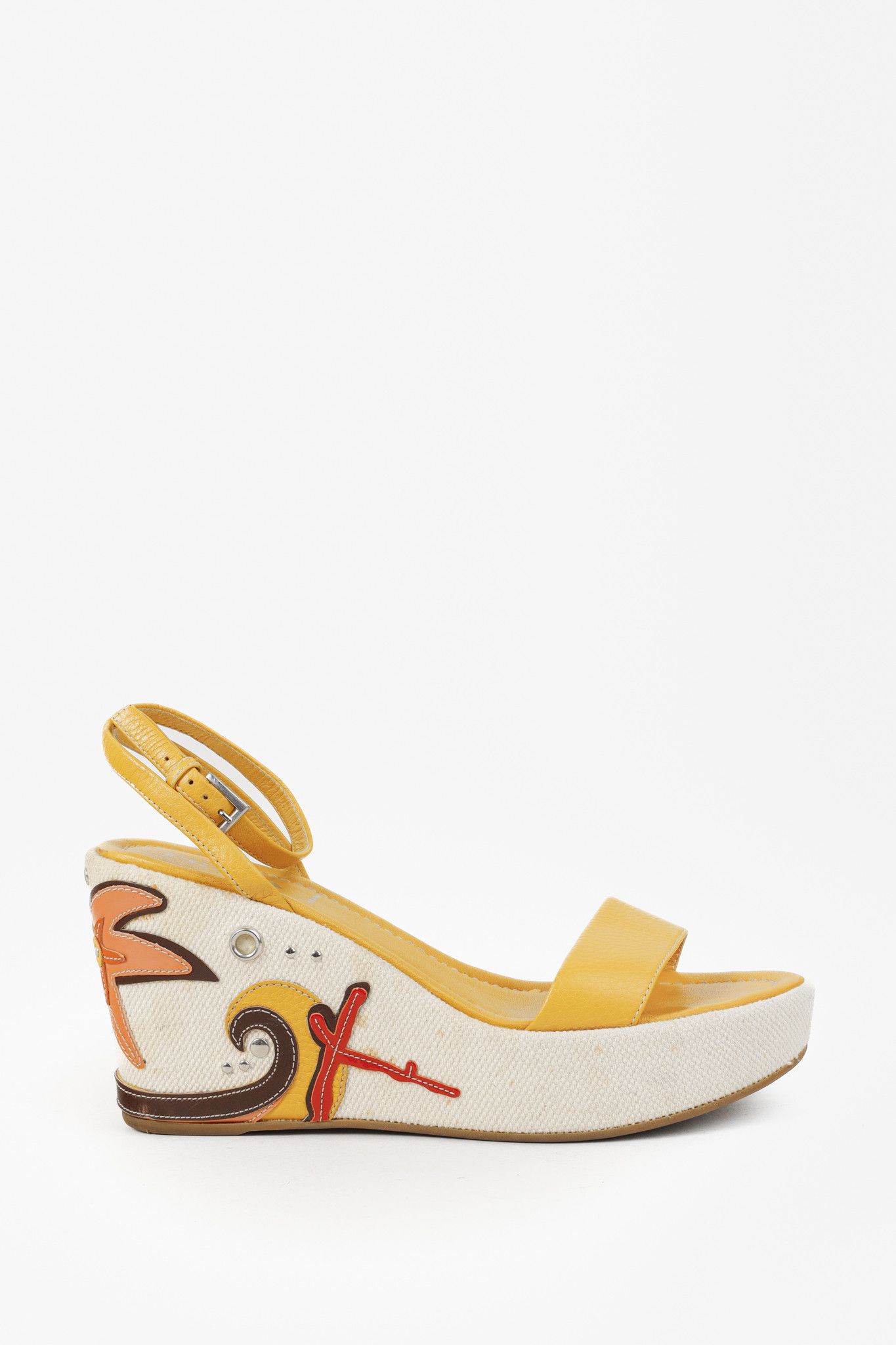 Prada Prada Yellow Platform Beach Theme Espadrille Sandals Size US 10.5 / IT 40.5 - 1 Thumbnail