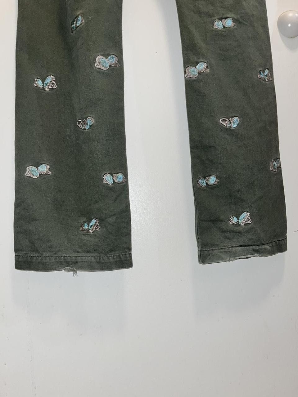 Kapital Diamond Ring Embroidered Pants Olive Green Size US 30 / EU 46 - 4 Thumbnail