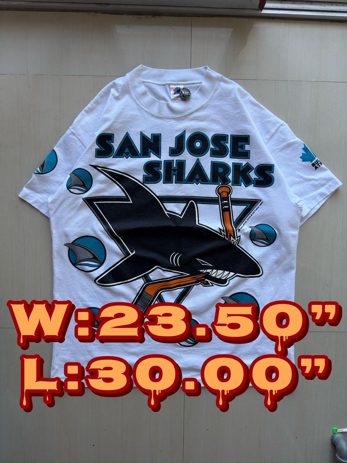 NHL 1991 San Jose Sharks 90s Ice Hockey Bulletin Athletic Shirt Size US XL / EU 56 / 4 - 1 Thumbnail