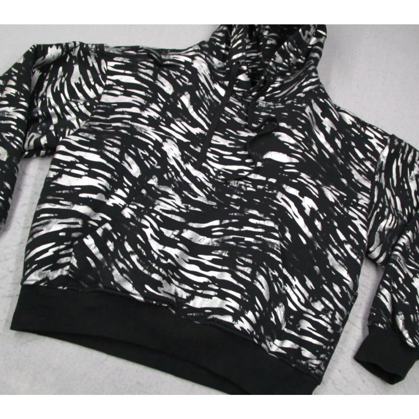 KangaROOS Psychedelics Anonymous Hoodie Women Large Black Pullover AOP Zebra Kangaroo Size L / US 10 / IT 46 - 2 Thumbnail