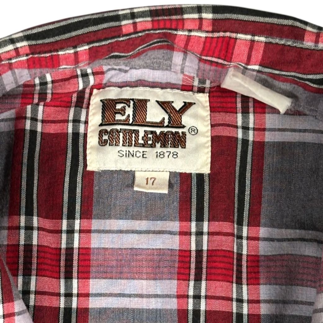 Vintage VINTAGE Ely Cattleman Western Shirt Adult EXTRA LARGE Red Plaid Pearl Snap 90s Men Shirt Size US XL / EU 56 / 4 - 4 Thumbnail