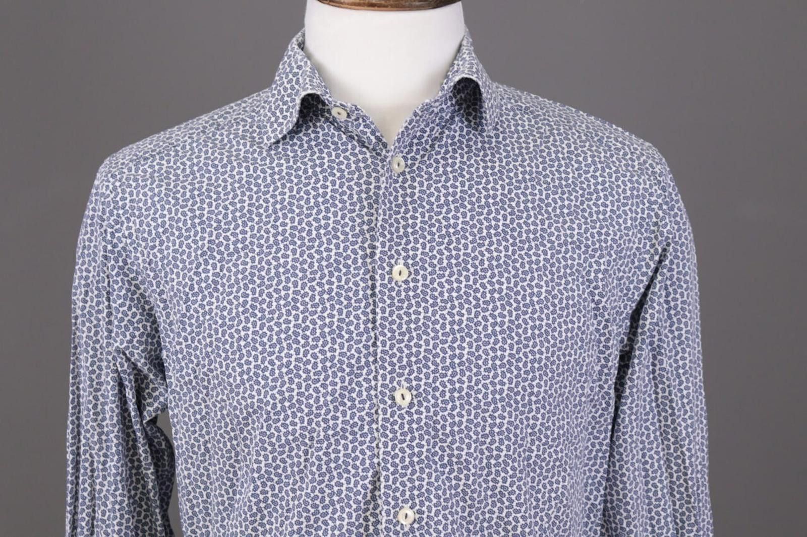 Eton Eton Slim Blue Floral Poplin Button Down Shirt Size 41 / 16 Size US M / EU 48-50 / 2 - 2 Thumbnail