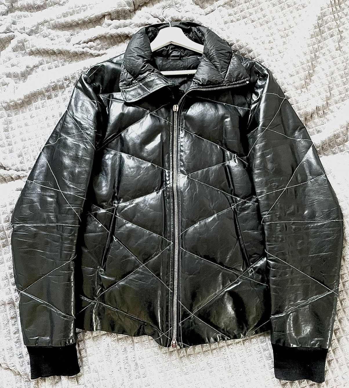 10sei0otto 10Sei0otto Black Guidi Leather Overlock Puffer Down Jacket Size US XL / EU 56 / 4 - 5 Thumbnail