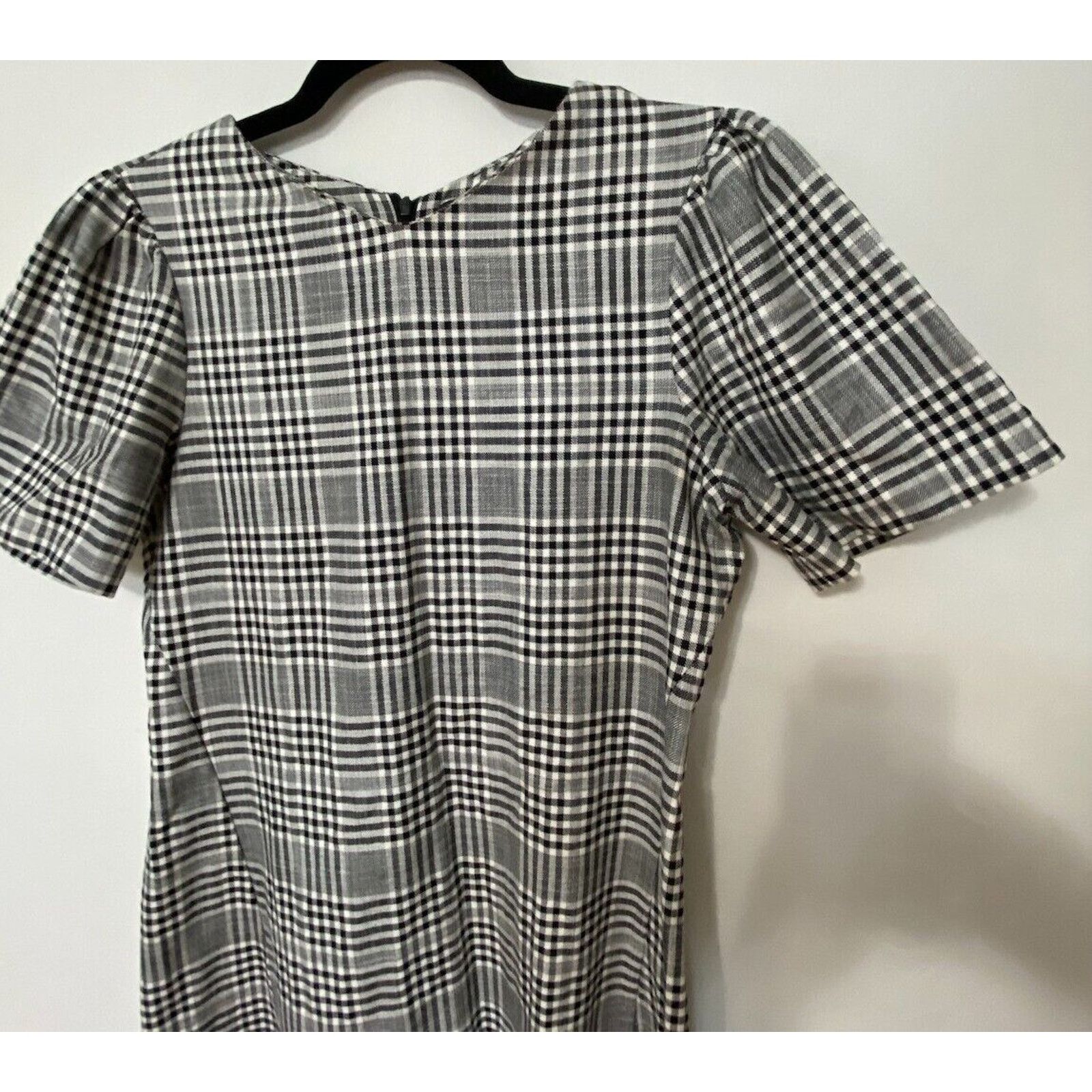 Zara Zara Gingham Plaid Shift Dress Short Sleeve Black & White S Size S / US 4 / IT 40 - 3 Thumbnail