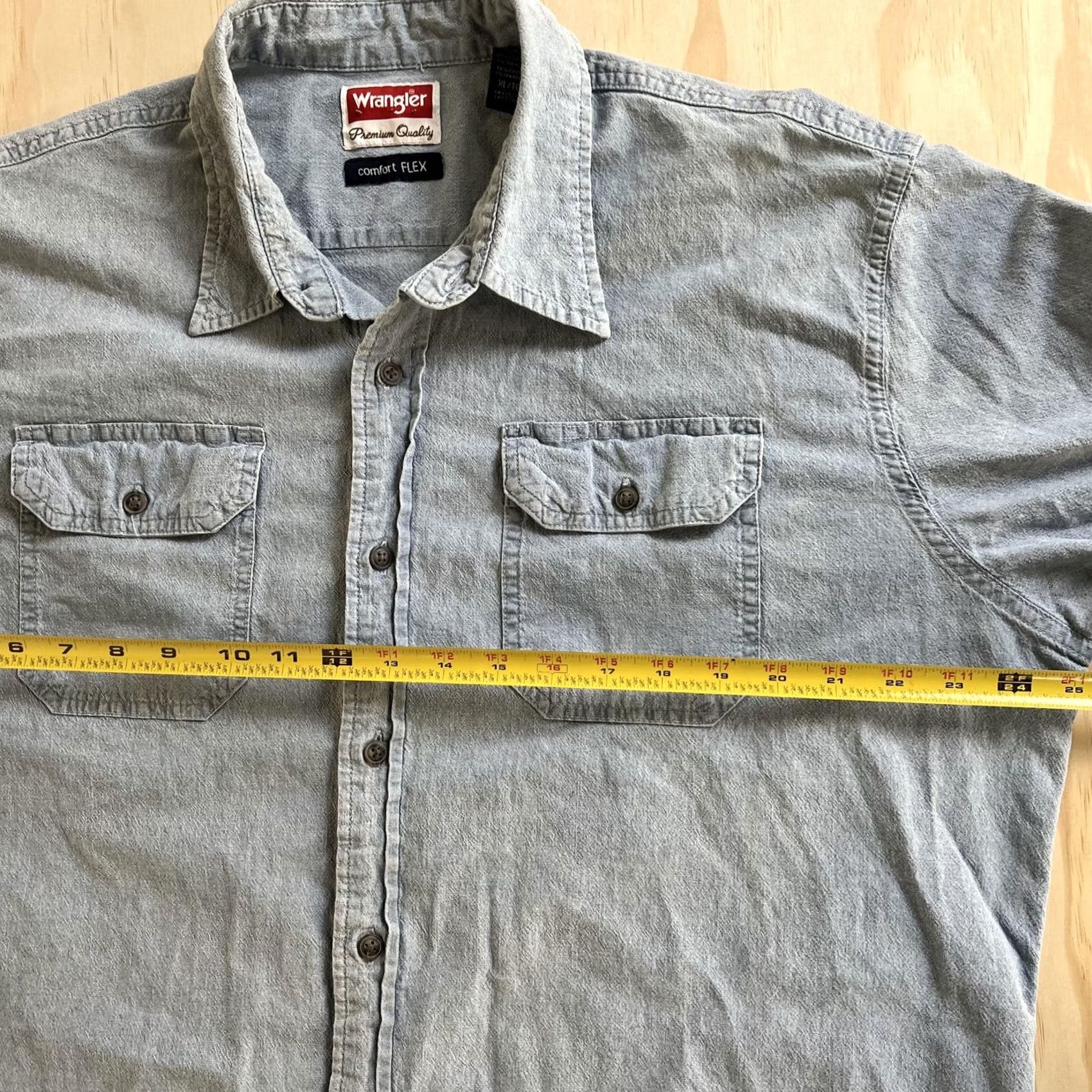 Wrangler Wrangler Shirt Mens XL Blue Denim Long Sleeve Button Up Comfort Flex Workwear Size US XL / EU 56 / 4 - 6 Thumbnail