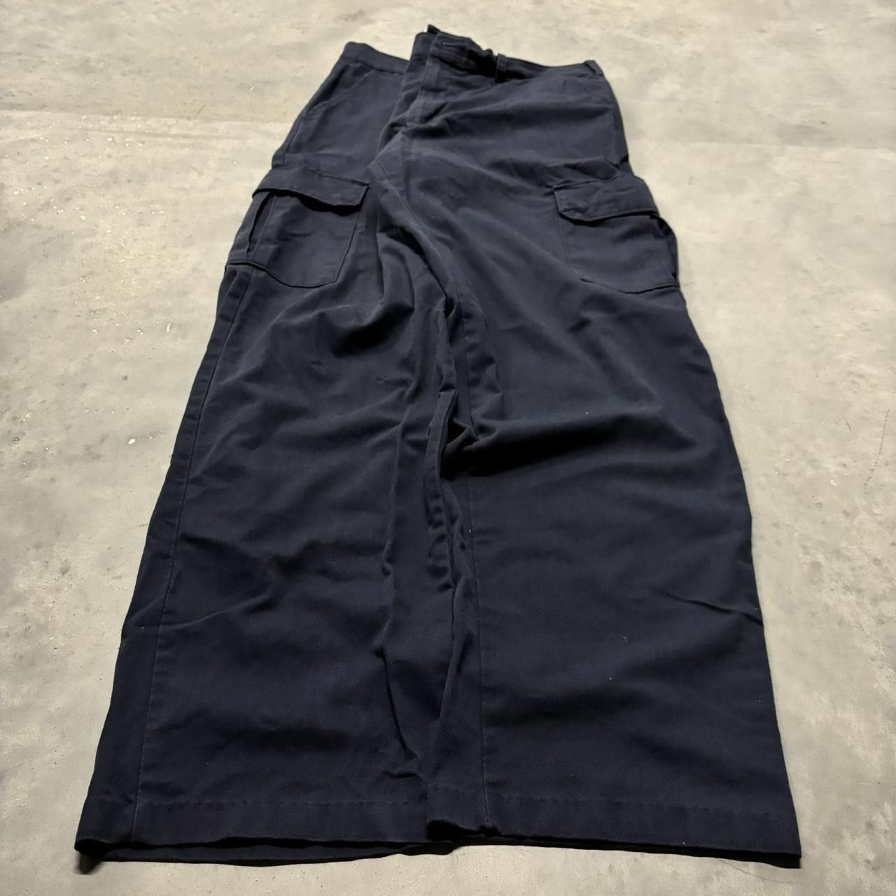Japanese Brand × Vintage Crazy Vintage Y2K/2000s Baggy Navy Blue Skater Workwear Cargo Pants! Size US 38 / EU 54 - 3 Thumbnail