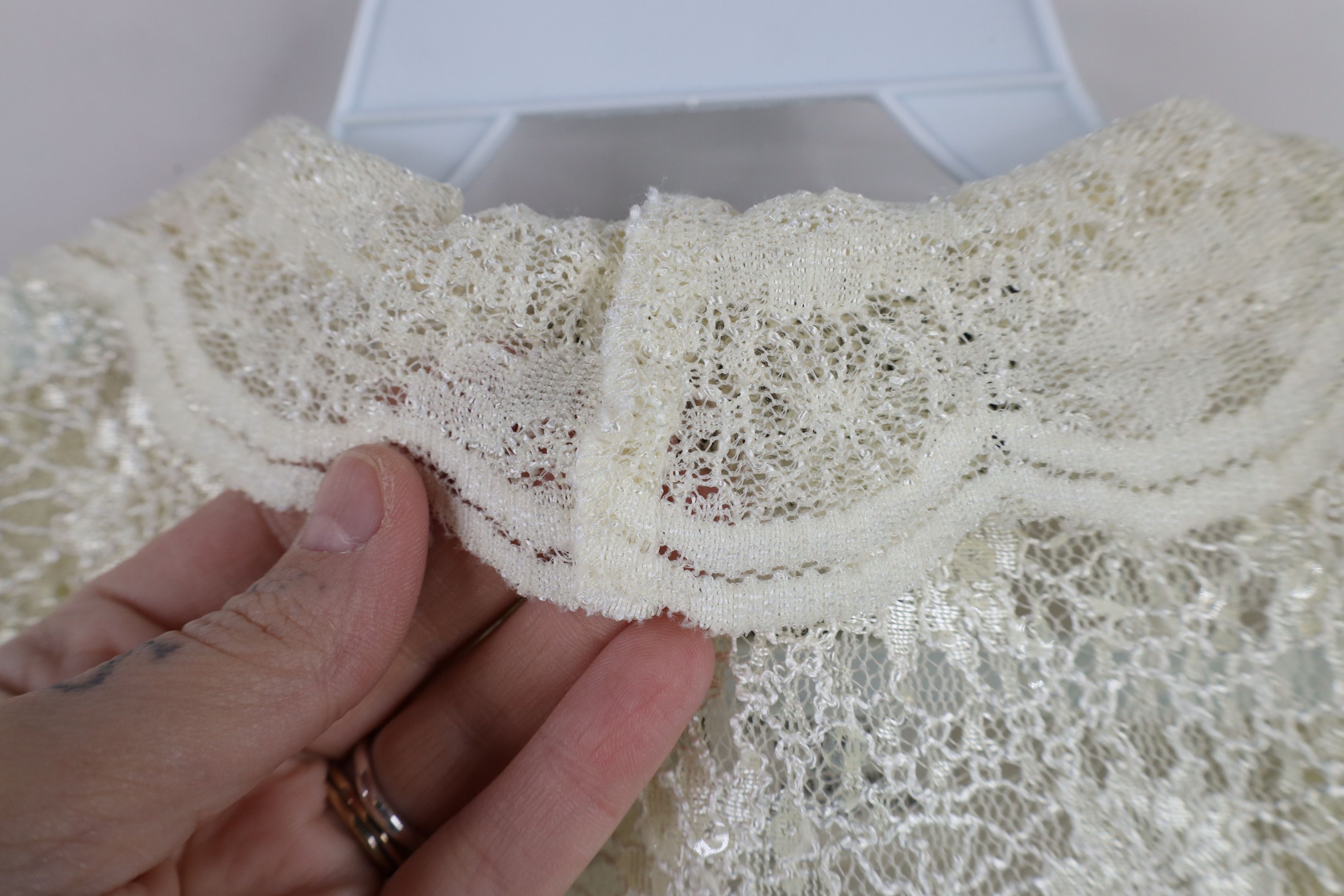 Vintage Vintage 90s Y2K Babydoll Lace Flower Open Front Jacket Top Size XL / US 12-14 / IT 48-50 - 10 Thumbnail