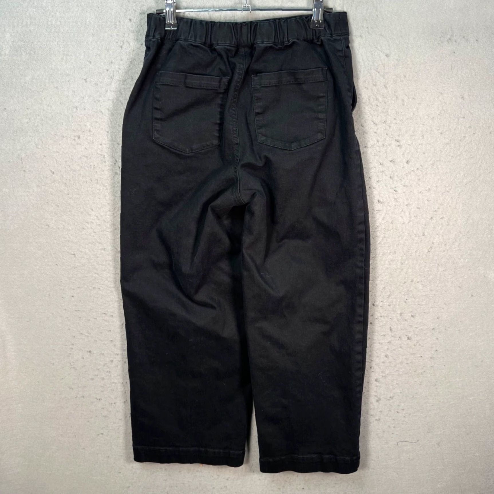 Oak + Fort Oak + Fort Womens Medium Black Cropped Wide-Leg Pants Cotton Blend Size 32" / US 10 / IT 46 - 2 Thumbnail