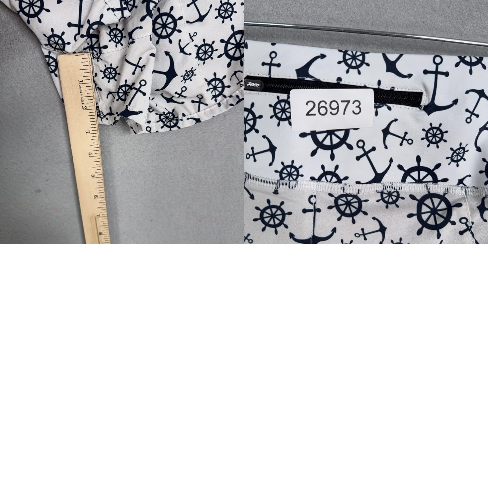 Nautica Zoot Womens Small White Nautical Lined Running Athletic Shorts Sophie Watts Pockets Geometric Size 28" / US 6 / IT 42 - 8 Thumbnail