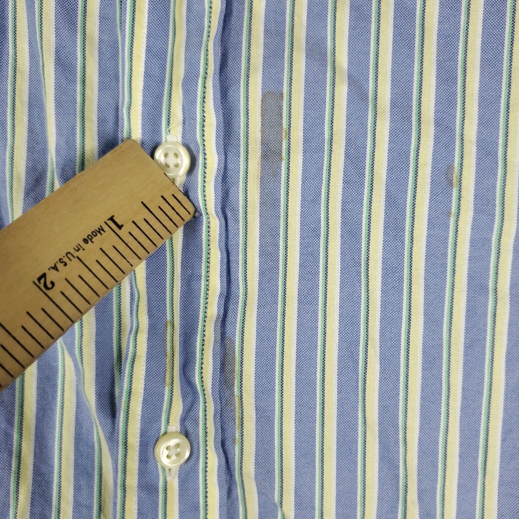 Ralph Lauren Ralph Lauren Shirt Mens 15.5 Blue Stripe Pony Dress Button Up Stained Size 42R - 4 Thumbnail
