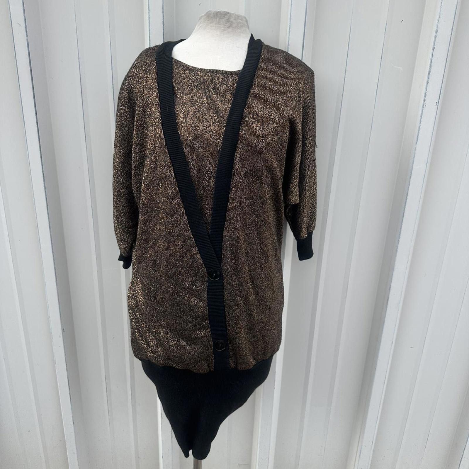 Other Vintage cardigan dress shimmery large shimmery Size L / US 10 / IT 46 - 1 Thumbnail