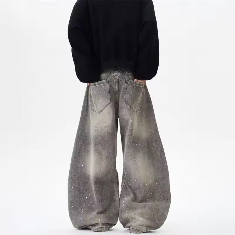 Jean Wide Leg Baggy Jeans with Paint Splatter Detail Size US 34 / EU 50 - 4 Thumbnail