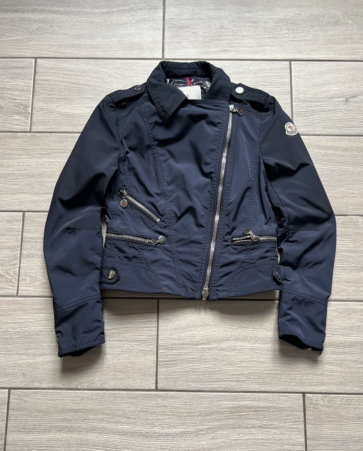 Moncler Moncler Jacket Navy Nylon Biker Chateaubriand Vintage Size S / US 4 / IT 40 - 2 Thumbnail