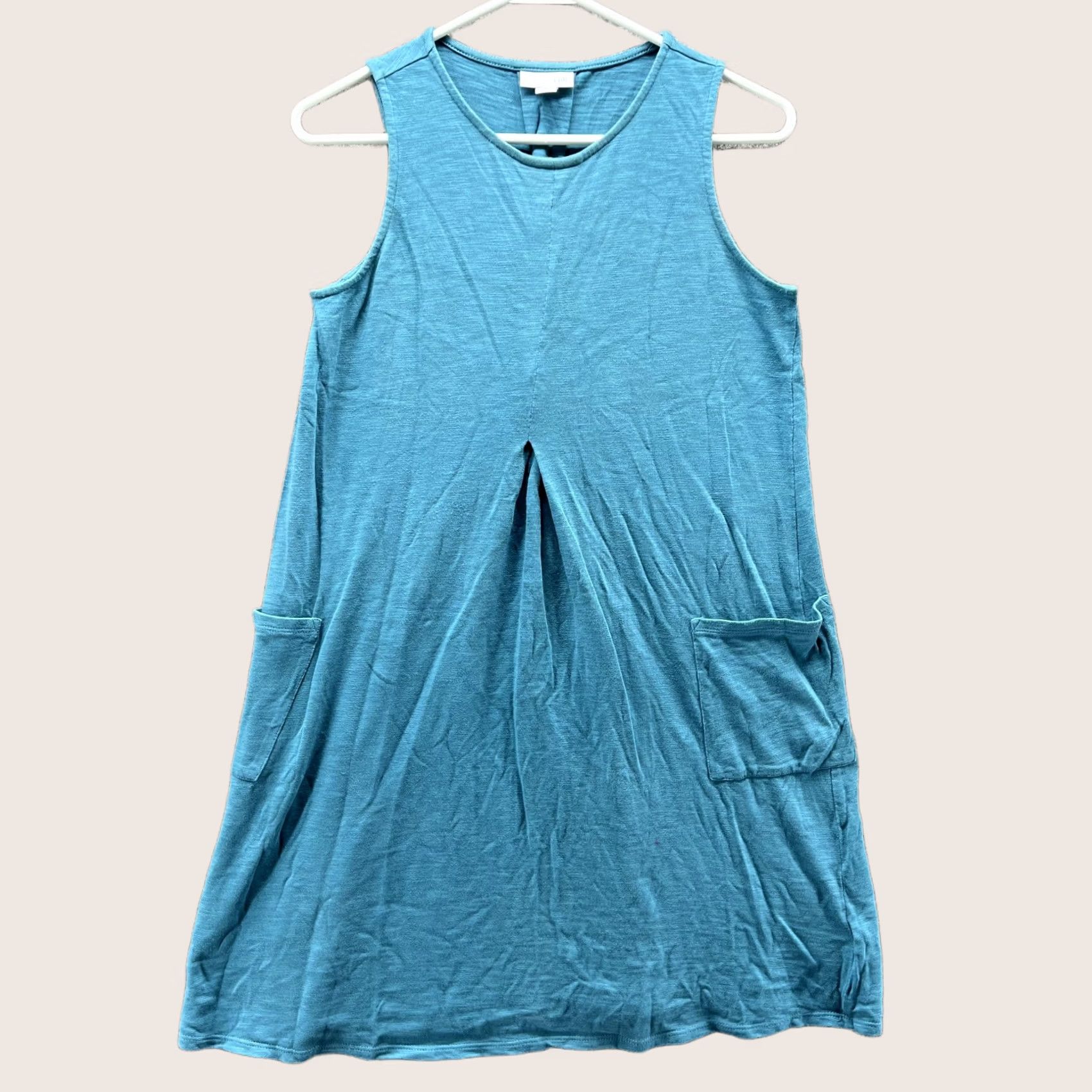 J. Jill J. Jill Dress Womens Petite Small Sleeveless Jersey Swing Trapeze Pockets Blue Crew Neck Knee Length Casual Dress PS Womens Size S / US 4 / IT 40 - 1 Thumbnail