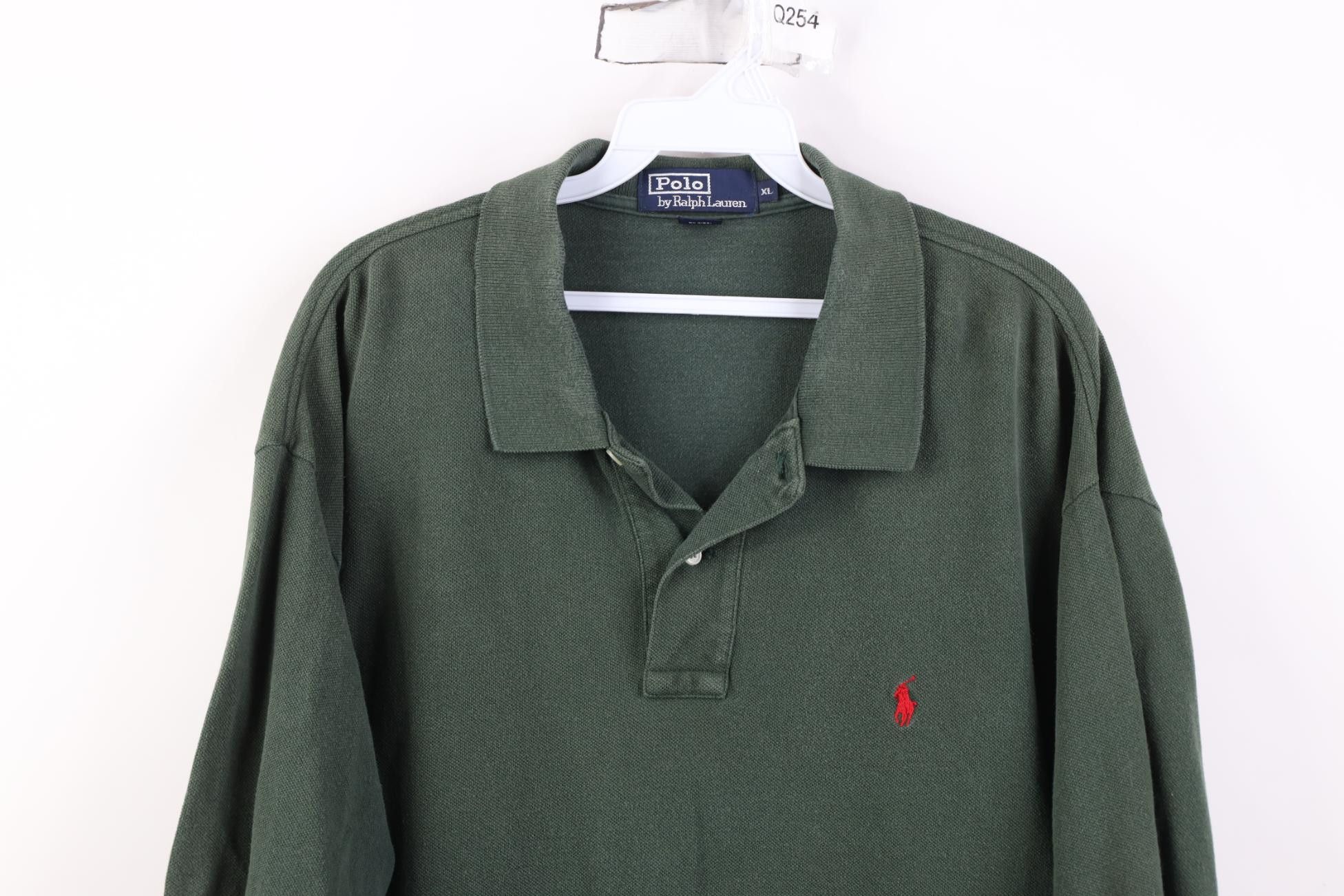 Polo Ralph Lauren Vintage 90s Ralph Lauren Pique Cotton Golf Polo Shirt Green Size US XL / EU 56 / 4 - 2 Thumbnail