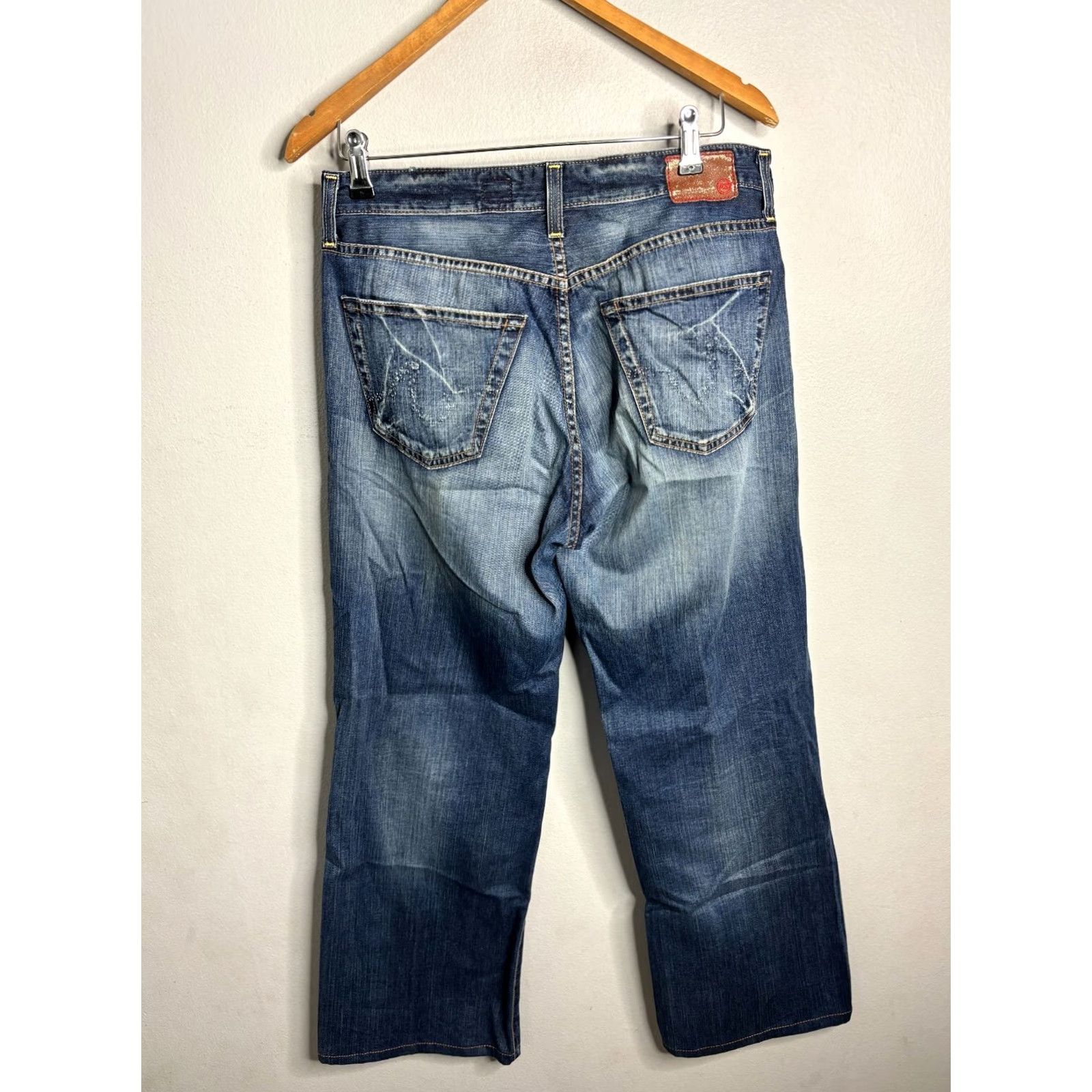 Vintage AG Adriano Goldschmied The Symbol Jeans Size 34/34 Button Fly Vintage Mens Blue 100% Cotton Denim Jeans Relaxed USA Size US 34 / EU 50 - 3 Thumbnail