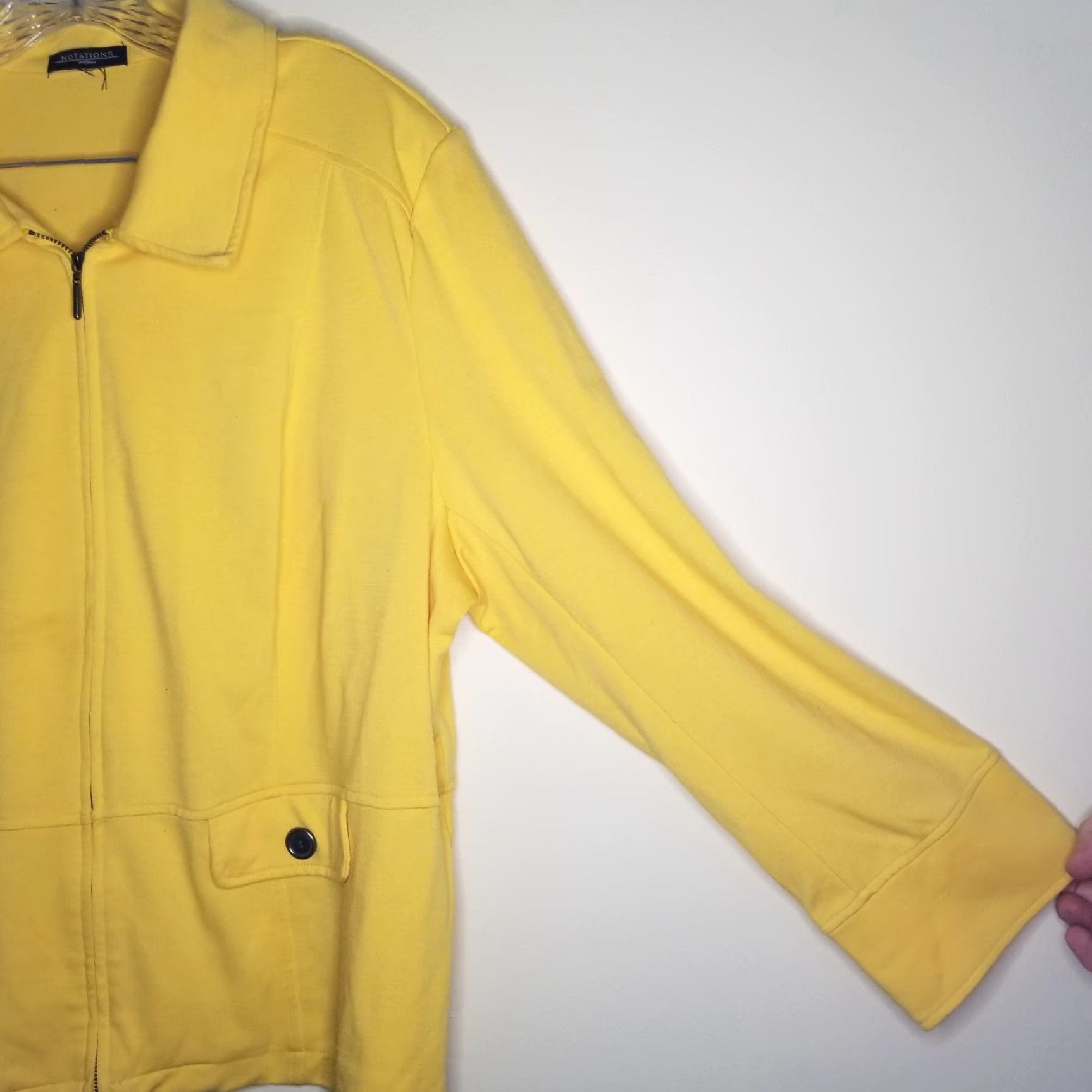 Vintage Notations Womens Full Zip Jacket Collared Shoulder Pads Yellow 1X W:27 L:26.5 Shirt? Size XL / US 12-14 / IT 48-50 - 5 Thumbnail