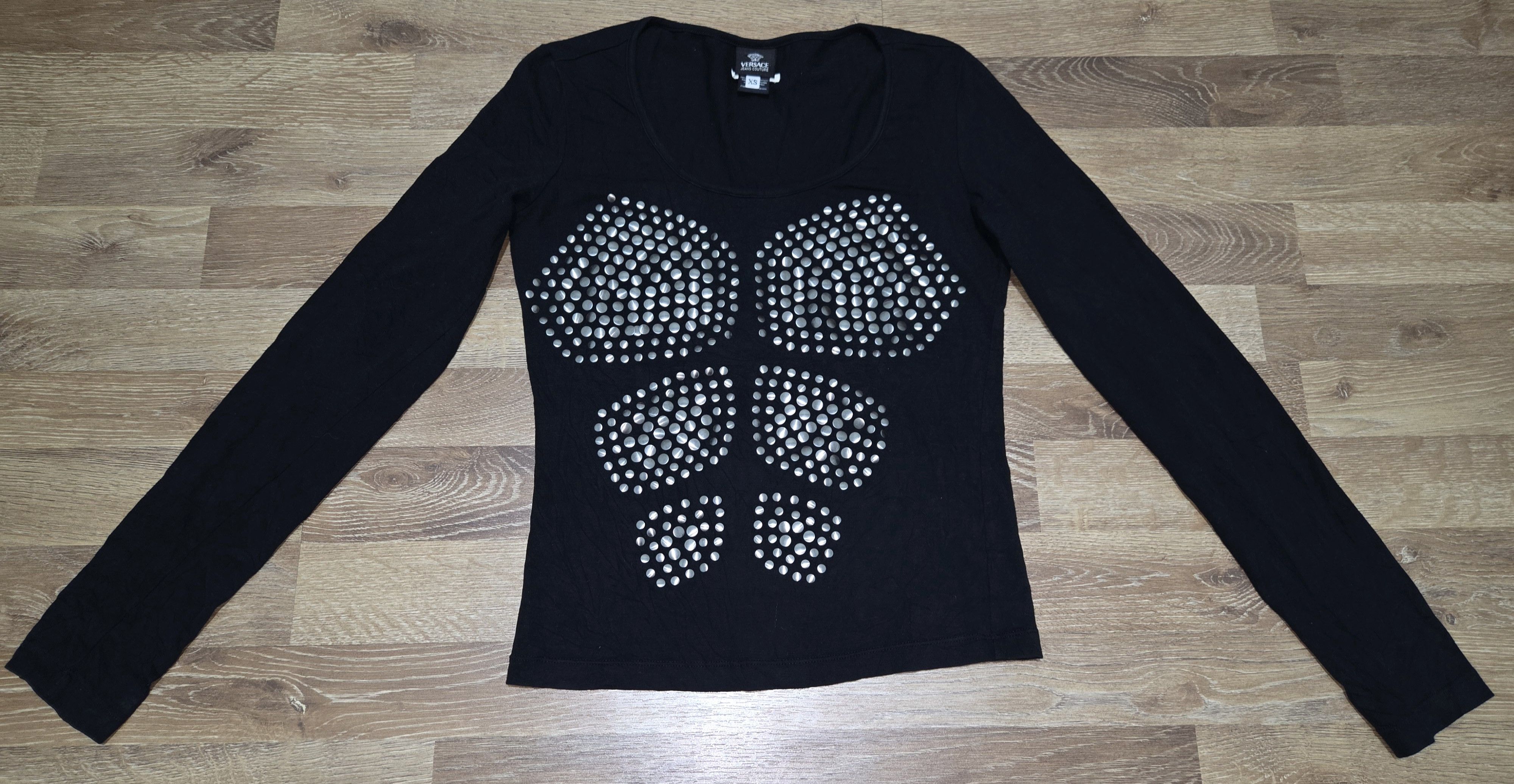 Versace Jeans Couture Vintage 2010 Versace Jeans Couture Studded Metal Stretch Top Size XS / US 0-2 / IT 36-38 - 1 Thumbnail
