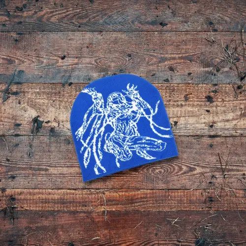 Japanese Brand × Vintage 🔥☠️ Japanese style Beanie hat Fallen Angel pattern y2k RARE Size ONE SIZE - 4 Thumbnail