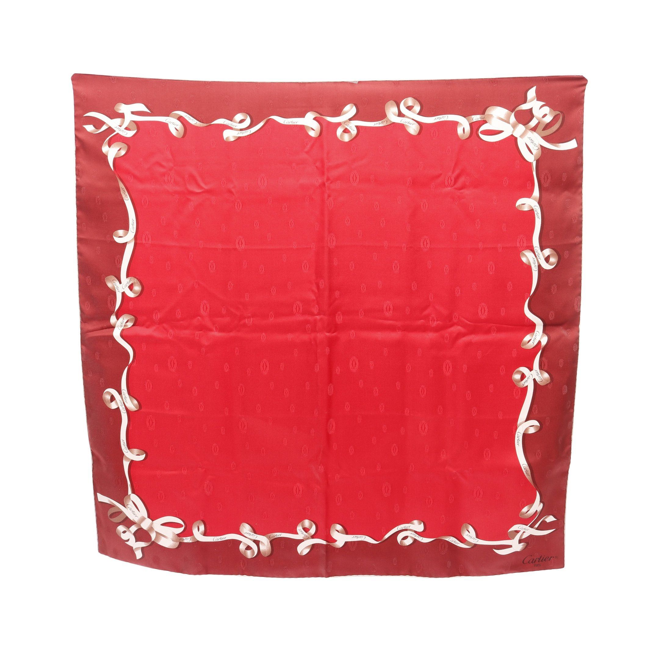 Cartier Cartier 2C Scarf Ribbon Silk Red Burgundy Off White Size ONE SIZE - 1 Thumbnail