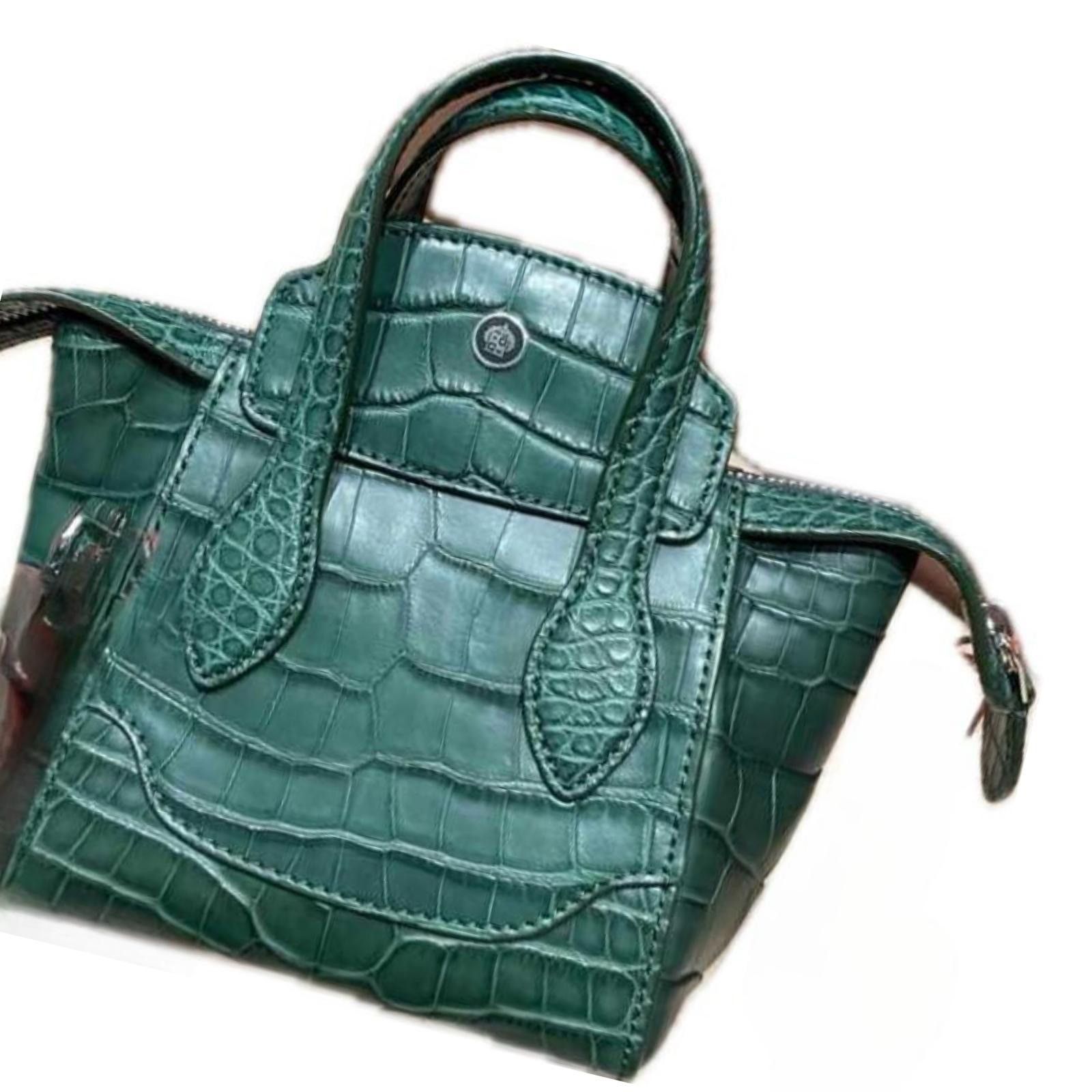 Loro Piana o1srvl11e0924 Size:/ OS Alligator Skin Shoulder Bag in Green Size ONE SIZE - 4 Thumbnail
