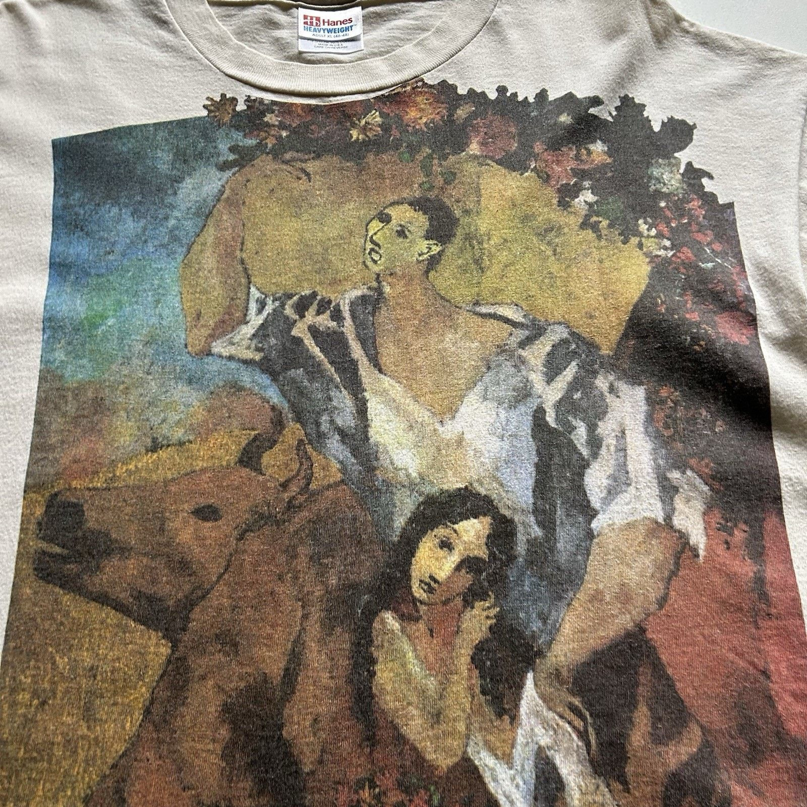 Hanes × Vintage Vintage Picasso T-Shirt XL 90s AOP Made In USA Single Stitch Size US XL / EU 56 / 4 - 4 Thumbnail