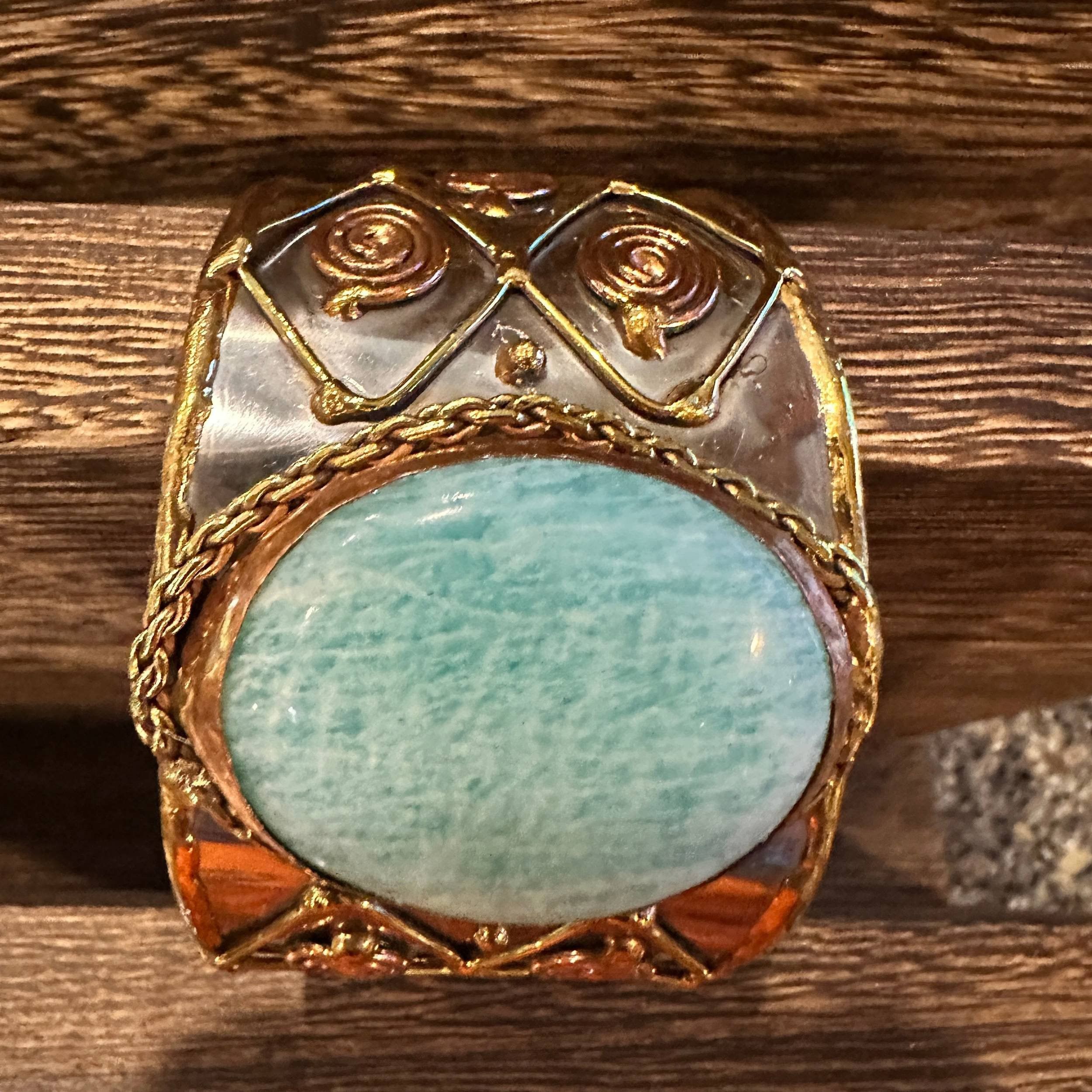 Other Artisan-Made Adjustable Cuff Bracelet with Amazonite Green S Size ONE SIZE - 8 Thumbnail