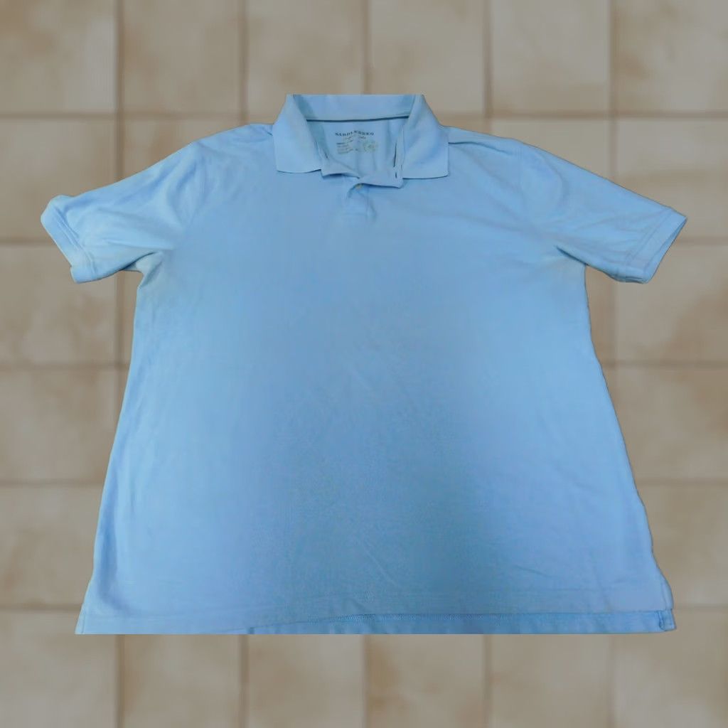 Vintage Saddlebred Polo Shirt Short Sleeve Blue Regular L Mens Striped Button Collar Golf Comfort flex Size US L / EU 52-54 / 3 - 1 Thumbnail