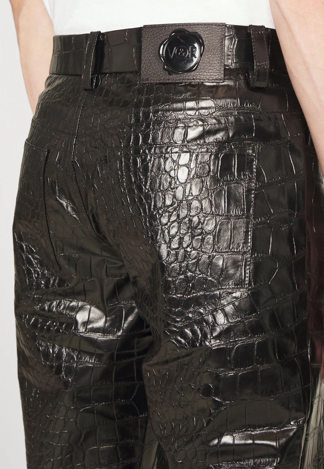 Viktor & Rolf !DS! SS23 Viktor & Rolf Crocodile Faux Leather Black Pants Size US 32 / EU 48 - 7 Thumbnail
