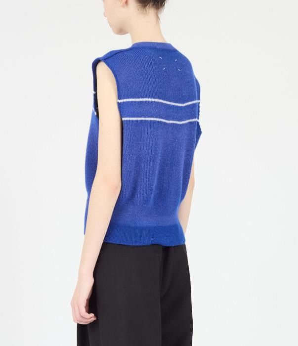 Maison Margiela o1bcso1str0526 Sunbleached Wool Gilet in Blue Size M / US 6-8 / IT 42-44 - 5 Thumbnail