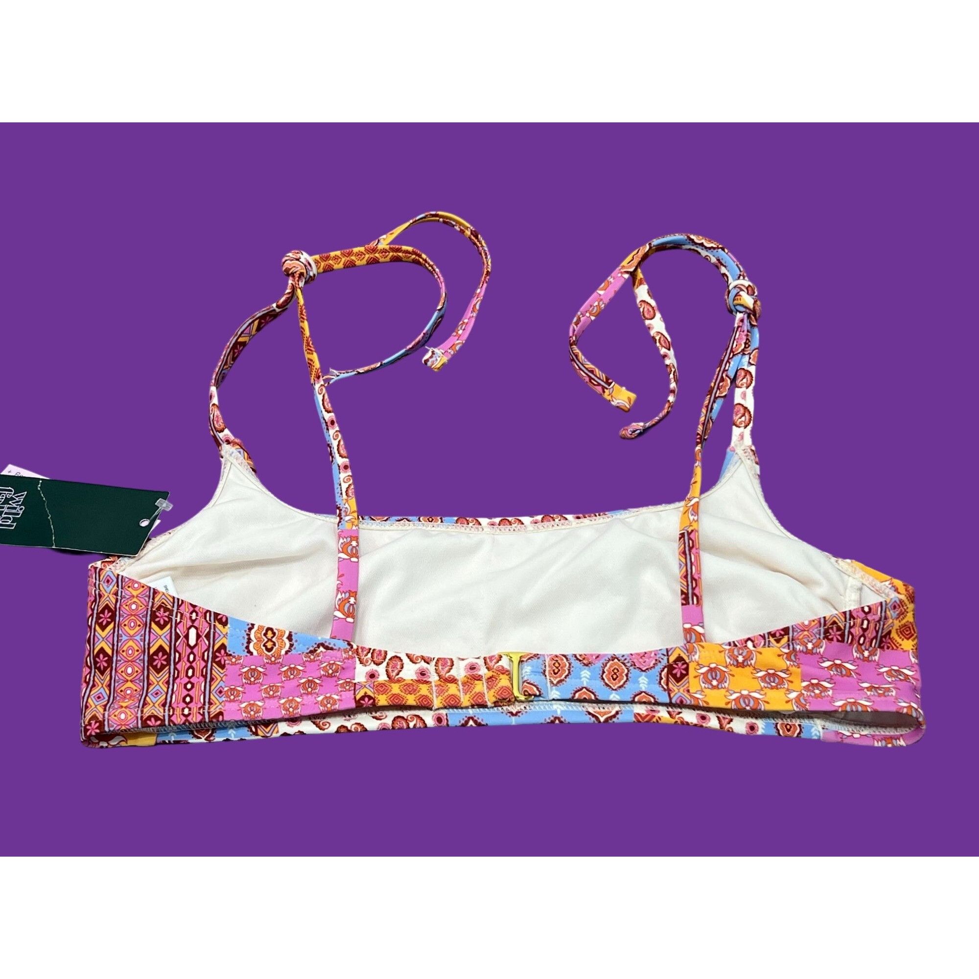 Other Wild Fable-Women's Patchwork Print Bralette Bikini Top-Adjus Size ONE SIZE - 4 Thumbnail