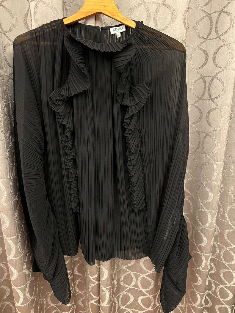 KENZO Black Pleated Loose Shirt - dmc