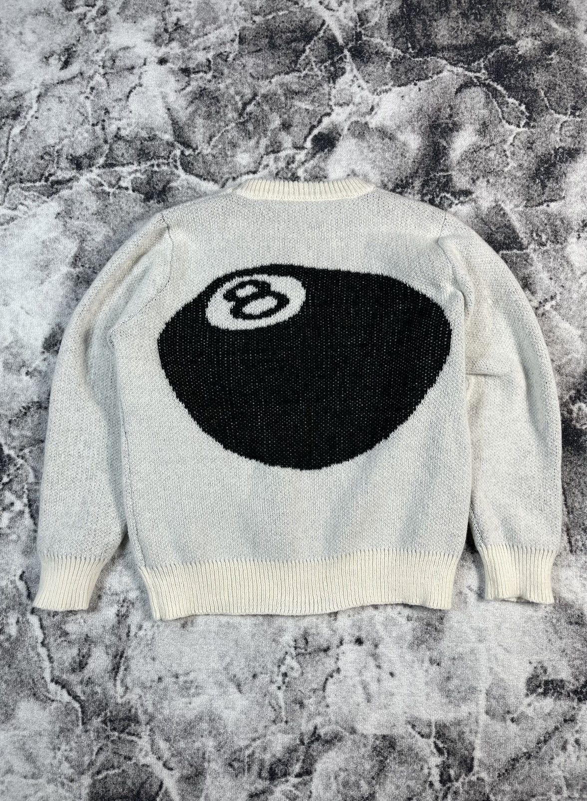 Other Vintage 8 Ball Knit Sweater White Black Y2K Size US M / EU 48-50 / 2 - 1 Thumbnail