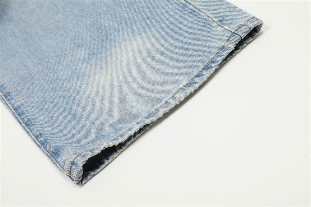 Vintage loose wide-leg men's casual gradient washed jeans