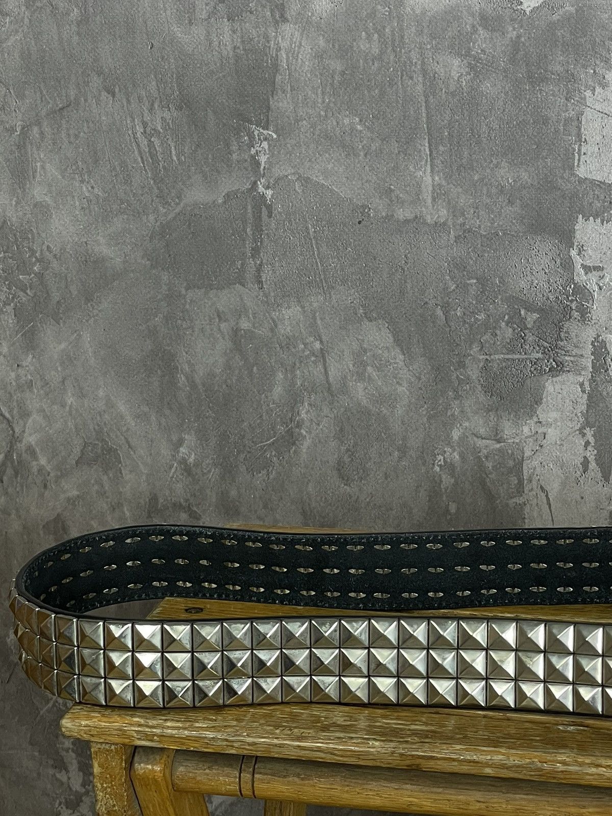 Japanese Brand × Vintage Steel Leather Studded Grunge Y2K Punk Retro Belt Size ONE SIZE - 3 Thumbnail