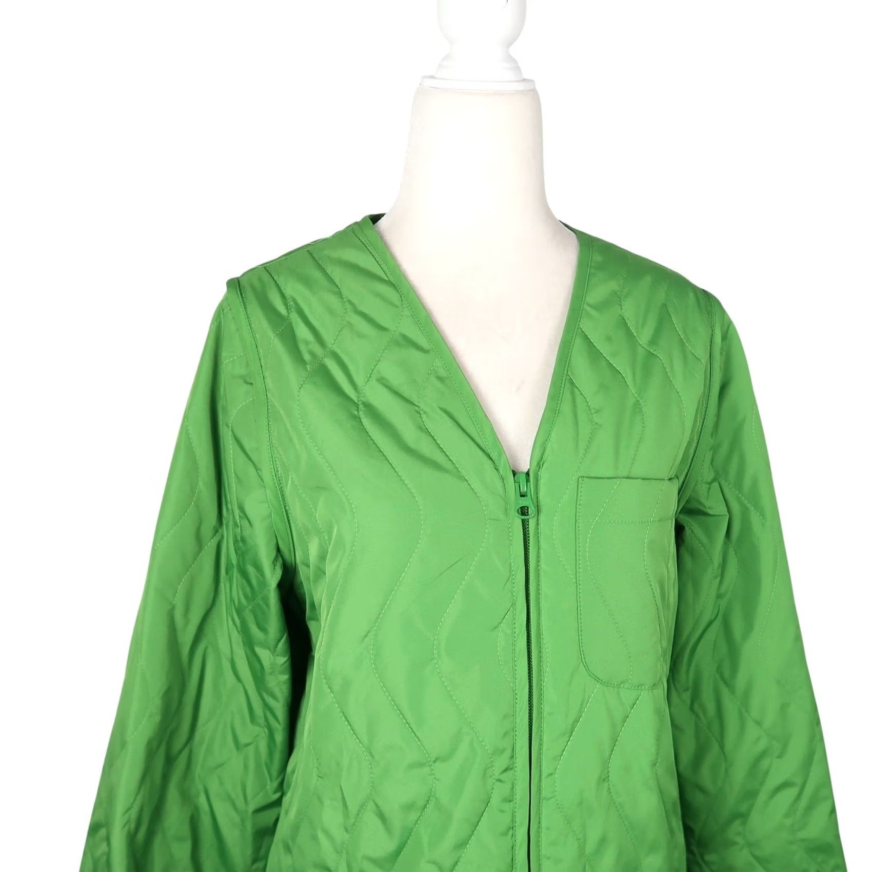 Vintage Stussy Jacket Zip Off Quilted Liner Green Womens M Regular Long Sleeve Solid Zip Front Short Coat Casual Fall Winter Spring Vest option Size M / US 6-8 / IT 42-44 - 2 Thumbnail