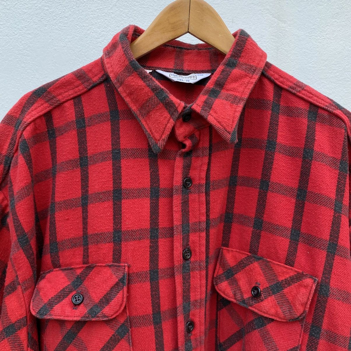FiveBrother × Vintage FIVE BROTHER Red & Black Plaid Long-Sleeve Shirt. Size US XXL / EU 58 / 5 - 3 Thumbnail