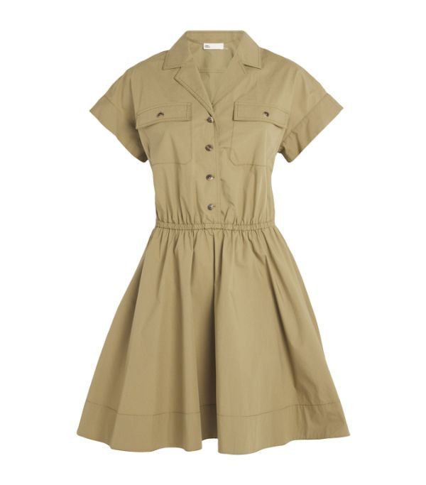 Tory Burch o1s22i1n1024 Mini Poplin Chemisier Dress in Khaki Size XS / US 0-2 / IT 36-38 - 1 Thumbnail