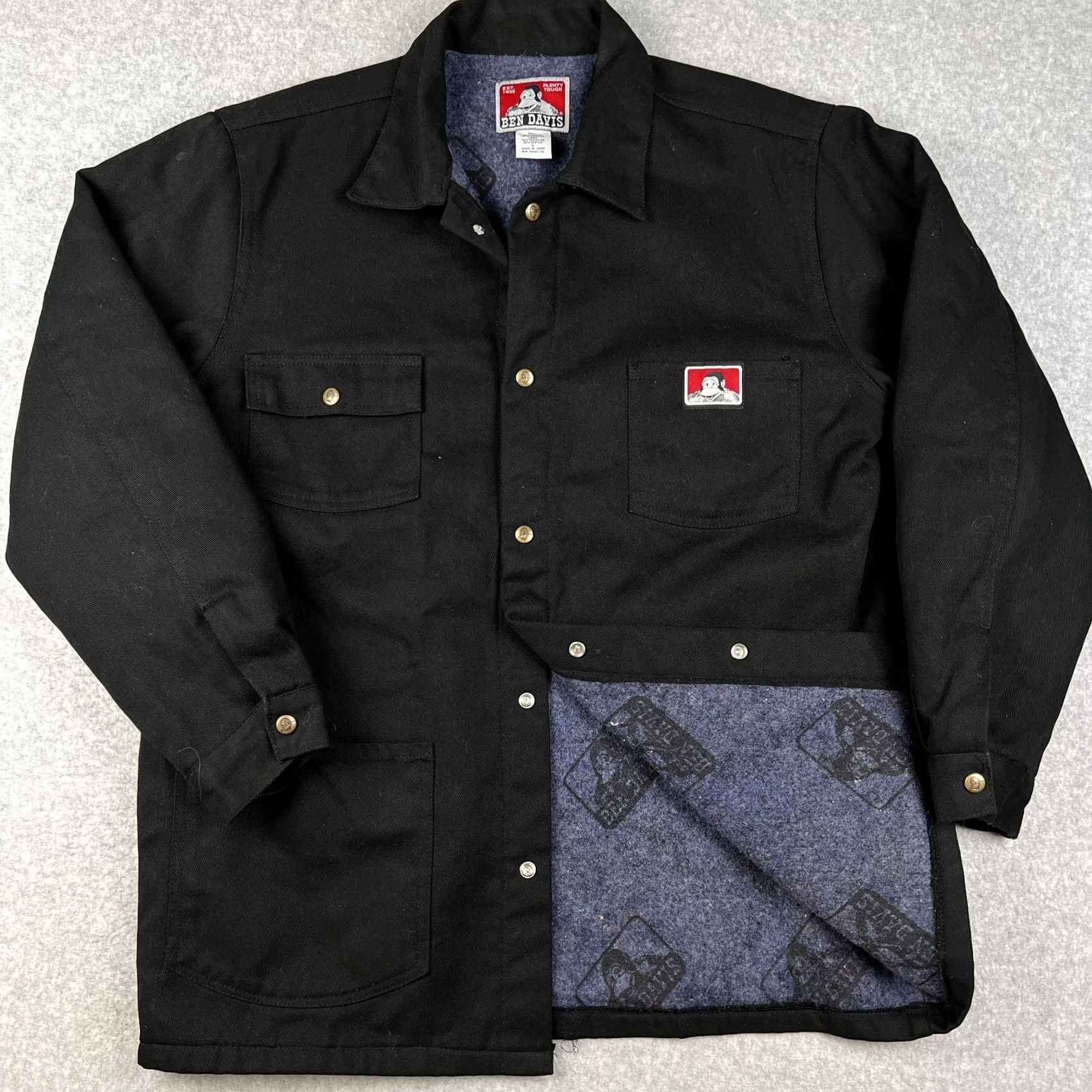 Ben Davis VINTAGE Ben Davis Canvas Chore Coat Blanket Lined Jacket Large Mens Black Snap Button Size US L / EU 52-54 / 3 - 2 Thumbnail