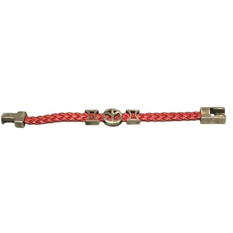 Other Argentos Red Braided Leather Bracelet With Silver Peace Sign Size ONE SIZE - 5 Thumbnail