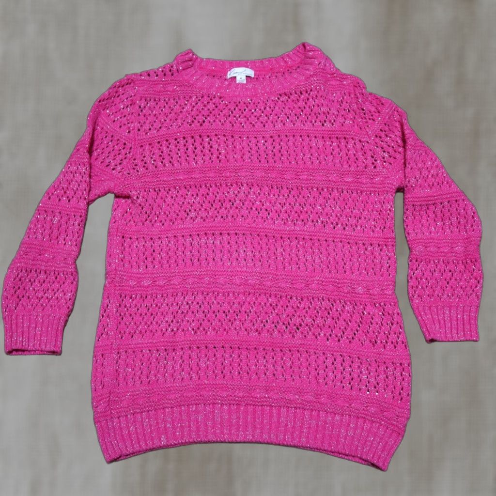Pinko Kim Rogers Sweater Women's M Pink Knit Cable-Knit V-Neck Long Sleeve Pullover Adult Womens Size M / US 6-8 / IT 42-44 - 1 Thumbnail