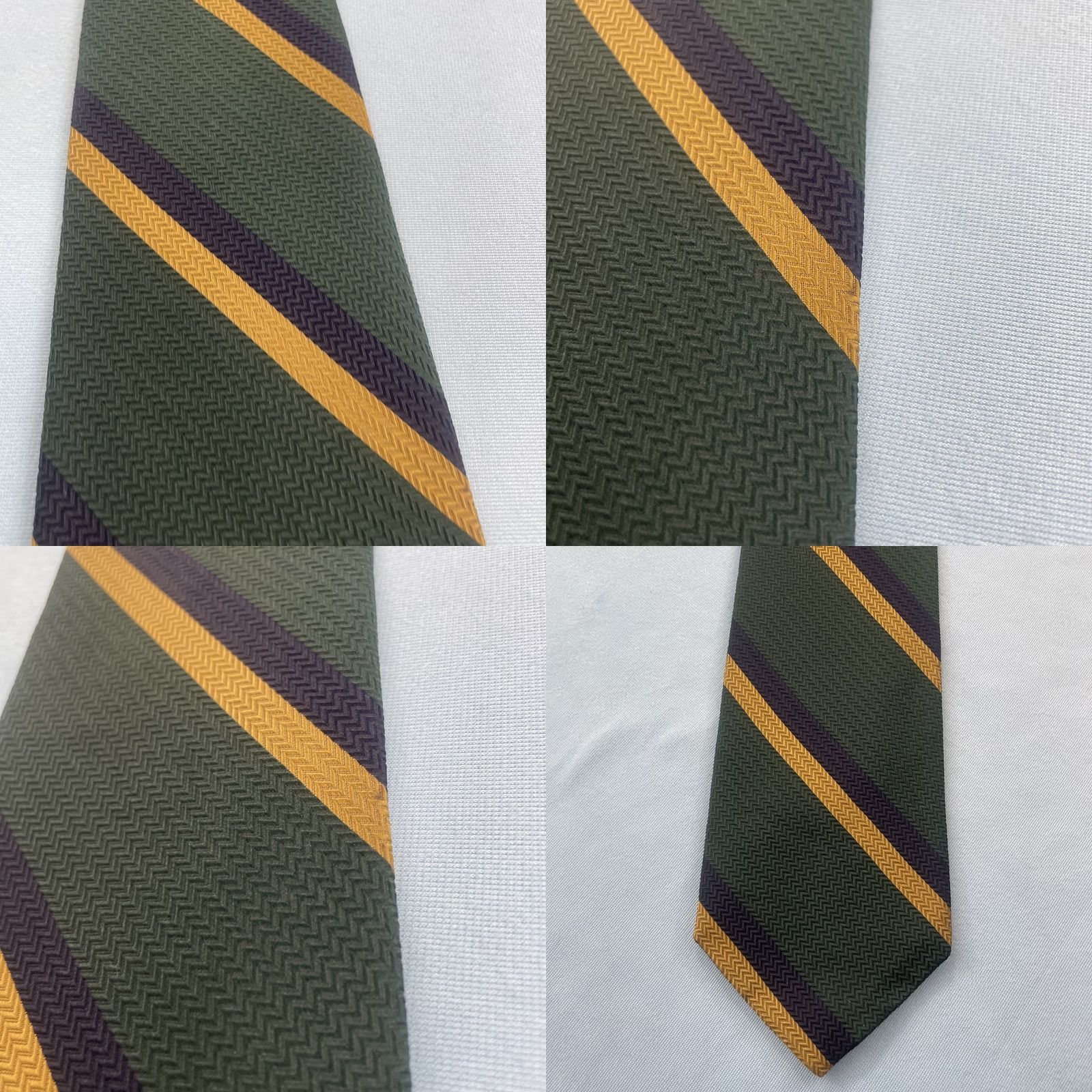 Vintage VINTAGE Ferrel Reed Tie Silk Wide Green Gold Black Repp 58" USA 4x58 Men Neck Striped Pattern Size ONE SIZE - 10 Thumbnail