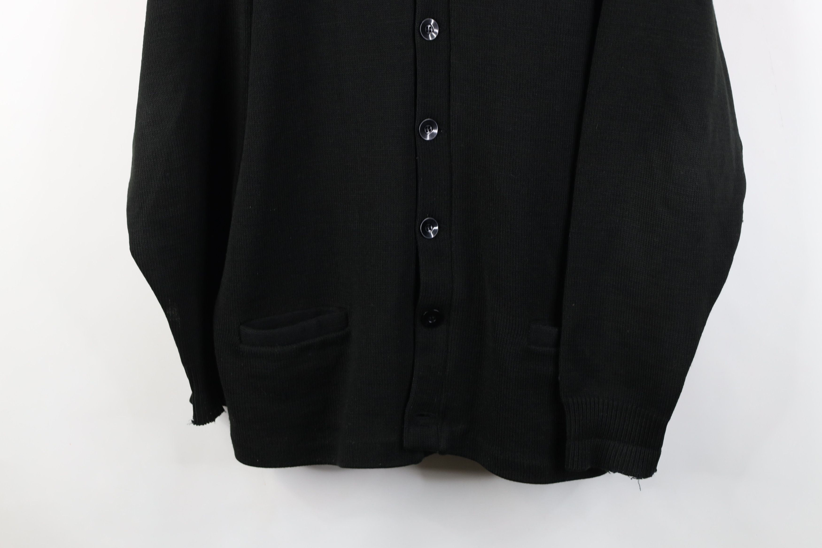 Vintage Vintage 90s Streetwear Blank Knit Cardigan Sweater Black Size US XL / EU 56 / 4 - 3 Thumbnail