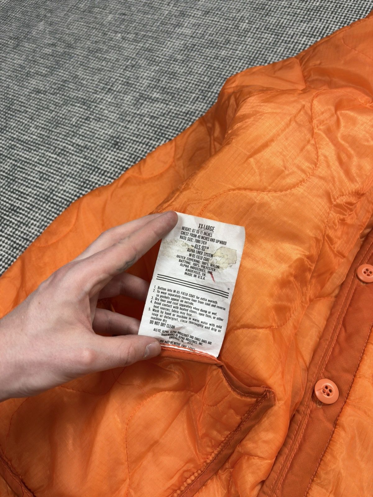 Alpha Industries 90s Alpha industries made in U.S.A. Orange liner Bomber jckt Size US XL / EU 56 / 4 - 7 Thumbnail
