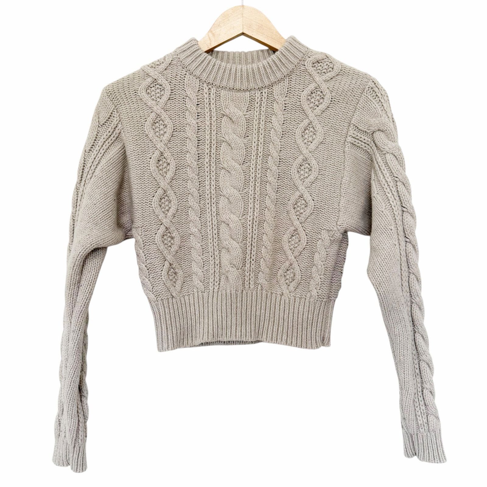 & Other Stories & Other Stories Cream Wool Cable Knit Cropped Sweater Sz XS Size XS / US 0-2 / IT 36-38 - 1 Thumbnail