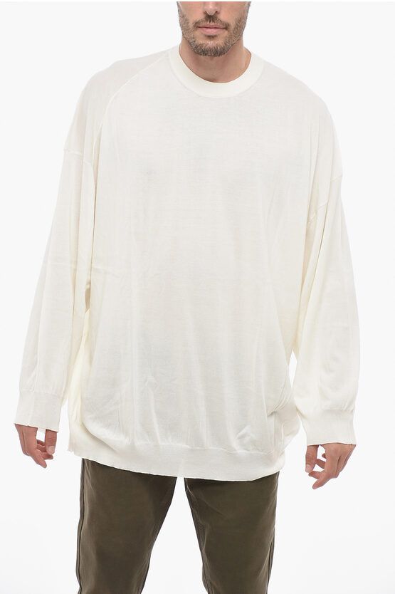 image of Hed Mayner Lightweight Cotton Crew-Neck Sweater in White, Men's (Size XS)