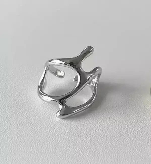 Jewelry Abstract Ring Slime Silver Modern Punk Art Psychedelic Size ONE SIZE - 1 Thumbnail