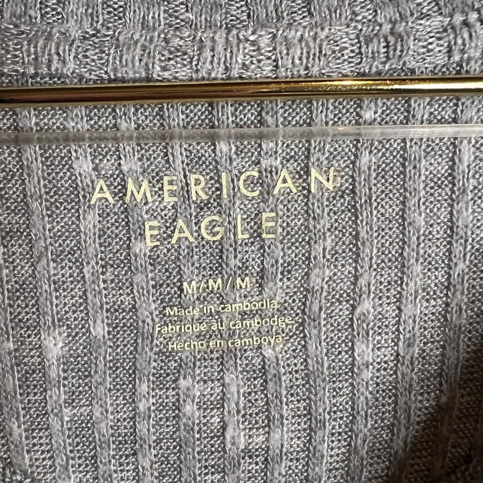 American Eagle Outfitters Women's American Eagle Med Light Gray Ribbed Long-Sleeve Size M / US 6-8 / IT 42-44 - 2 Thumbnail