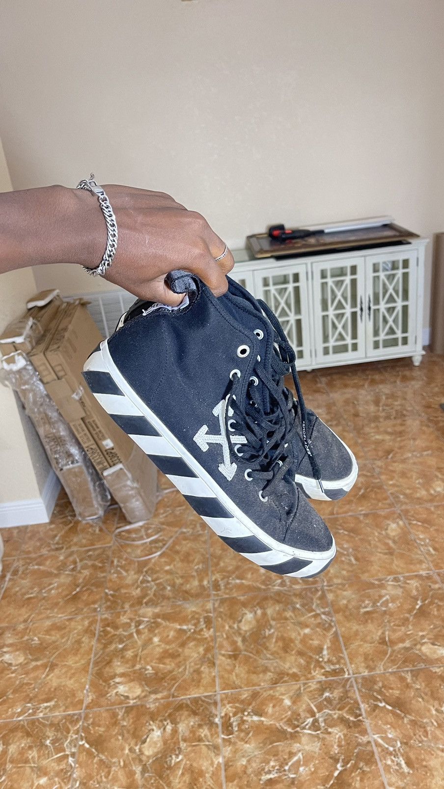 Off-White OFF-WHITE vulc mid canvas black and white Size US 13 / EU 46 - 2 Thumbnail